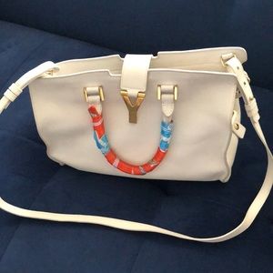 Authentic YSL Saint Laurent small cabas White